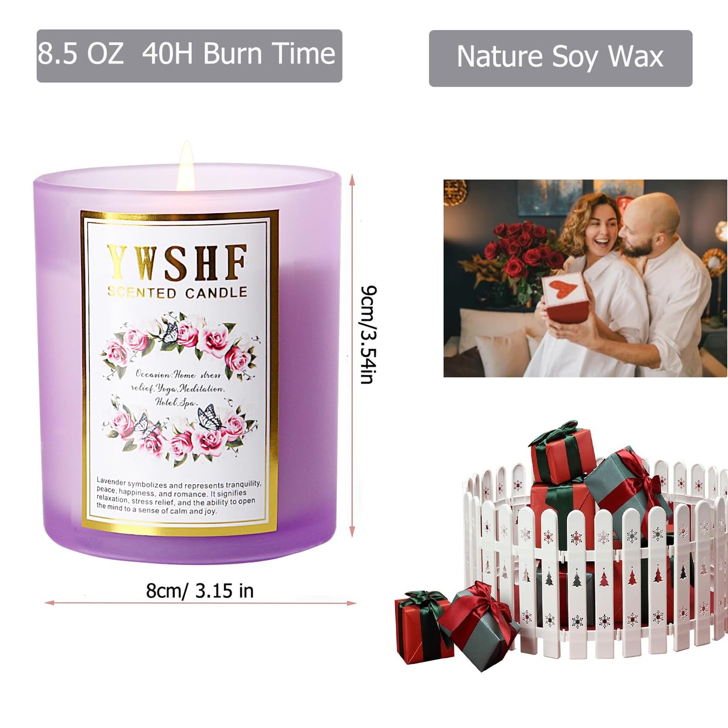 YWSHF Aromatherapy Candles,Scented Candle,Lavender Candle,8.5oz Stree Relief Candles Gift YWSHFBuy Supplements Australia