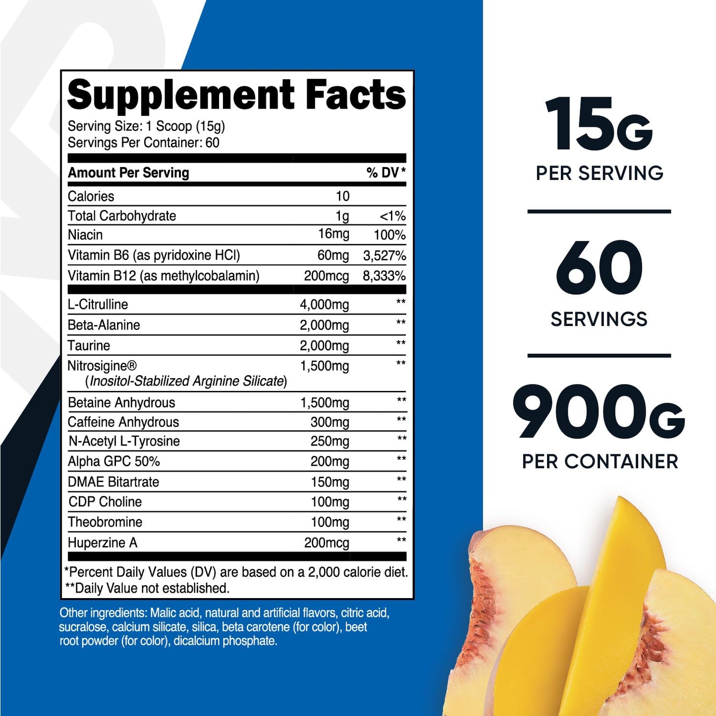Nutricost Pre-X Xtreme PreWorkout Powder Complex, Peach Mango, 60 Servings, Vegetarian NutricostBuy Supplements Australia