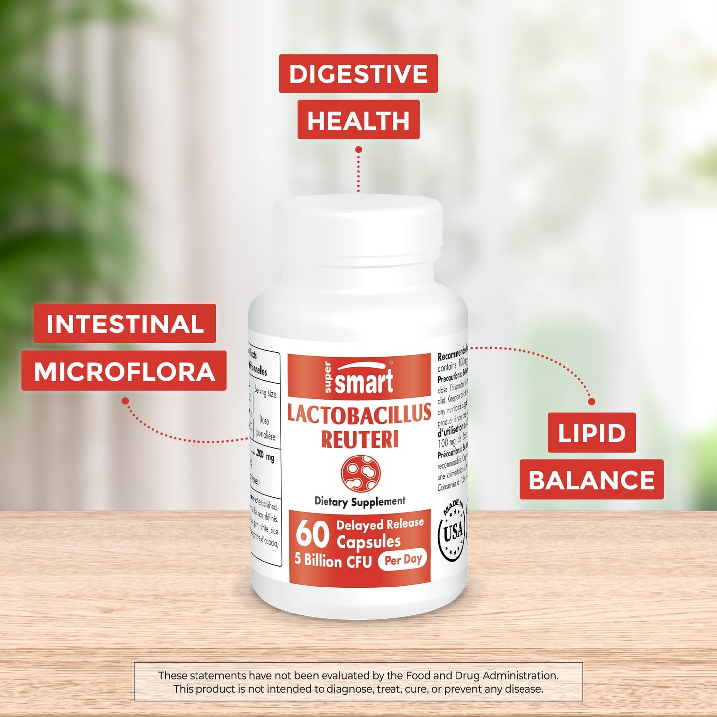 Supersmart - Lactobacillus Reuteri 5 Billion CFU per Day (Probiotic Supplement) SupersmartBuy Supplements Australia