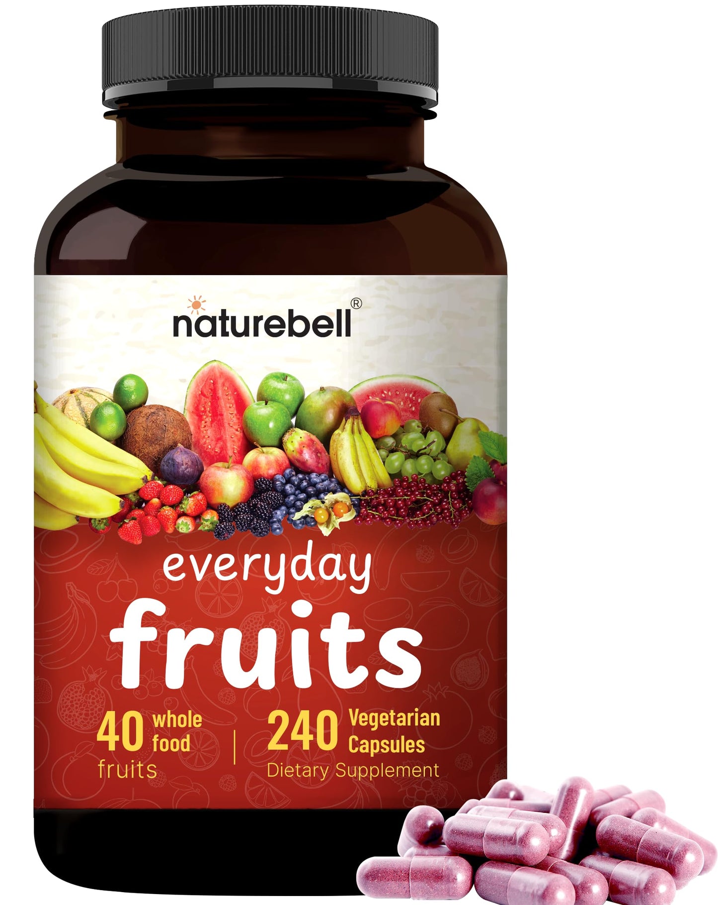 Fruit and Veggies Supplement – 480 Total Vegetarian Capsules | Balance of Natural 40 Whole Fruits & Veggies Blend | Fresh Superfood Formula with Vitamins and Minerals – Non-GMO NatureBellBuy Supplements Australia