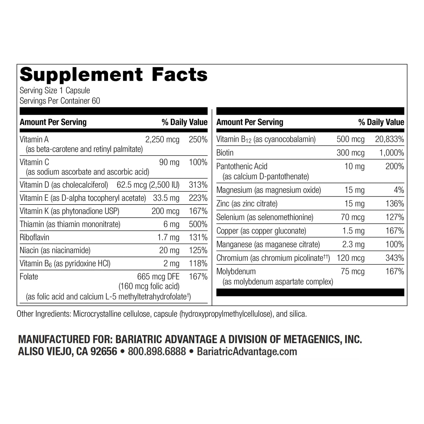 Bariatric Advantage High ADEK Multi - for Bariatric Surgery Patients - Multivitamin with Vitamins A, D, E, K & Trace Minerals Bariatric AdvantageBuy Supplements Australia