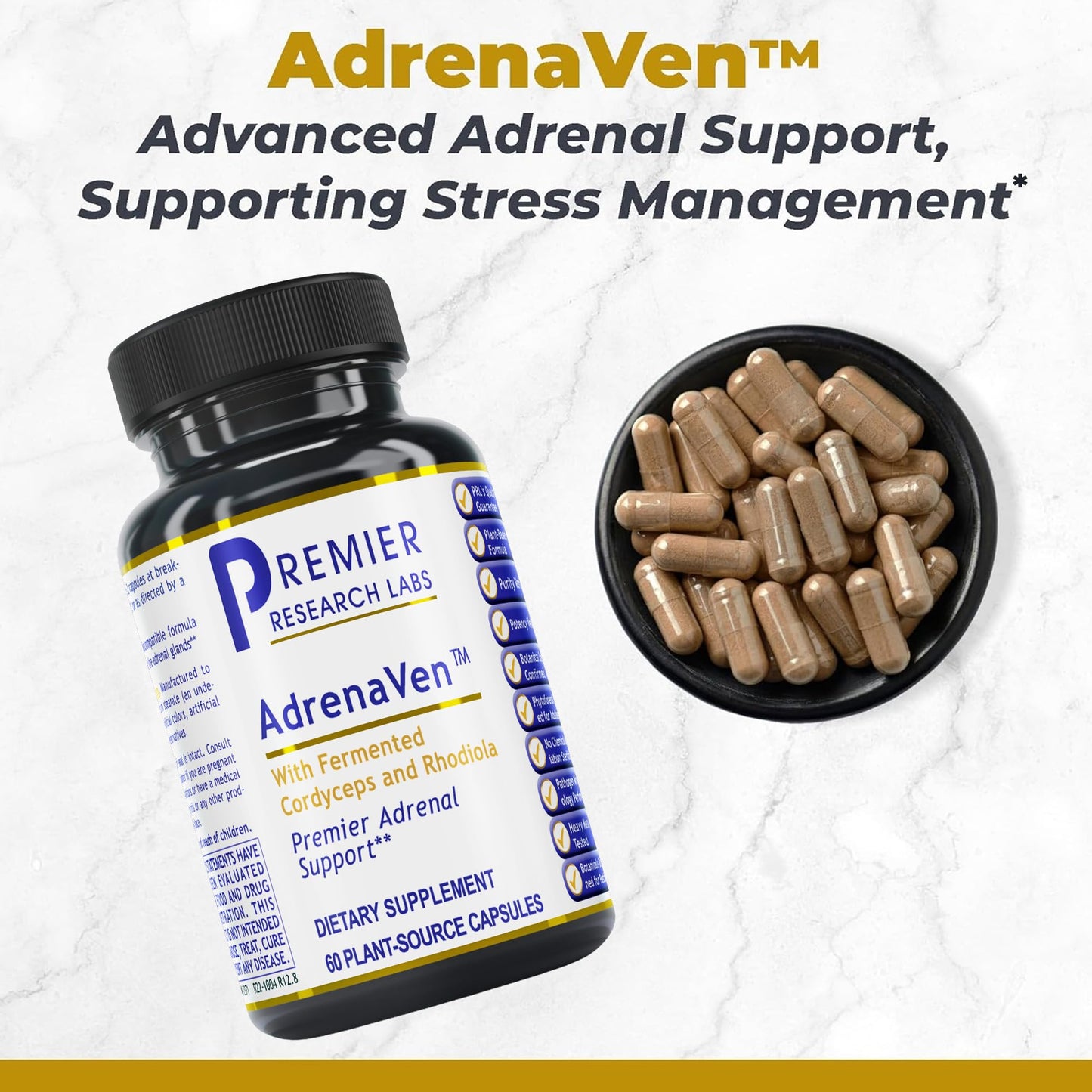 Premier Research Labs 30 Servings-AdrenaVen - Adrenal Health Supplement, Supports Adrenal Gland Health and Stress Response - Organic Adrenal Health - 60 Plant-Source Capsules Premier Research LabsBuy Supplements Australia