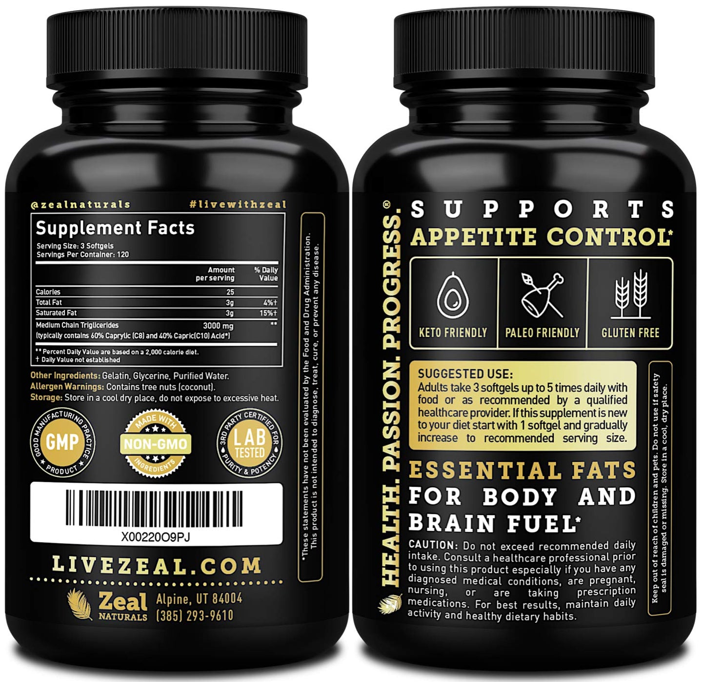 Pure MCT Oil Capsules (360 Softgels | 3000mg) 4 Month Supply Keto Pills w Unrefined Coconut Zeal NaturalsBuy Supplements Australia