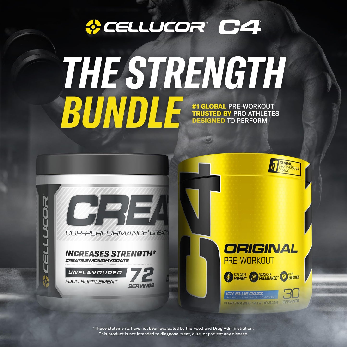 Cellucor Pre Workout & Creatine Bundle, C4 Original Pre Workout Powder, Icy Blue Razz CellucorBuy Supplements Australia