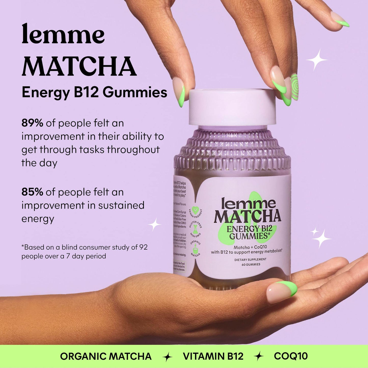 Lemme Matcha Superfood Energy Gummies with Organic Matcha Green Tea, Vitamin B12 LemmeBuy Supplements Australia