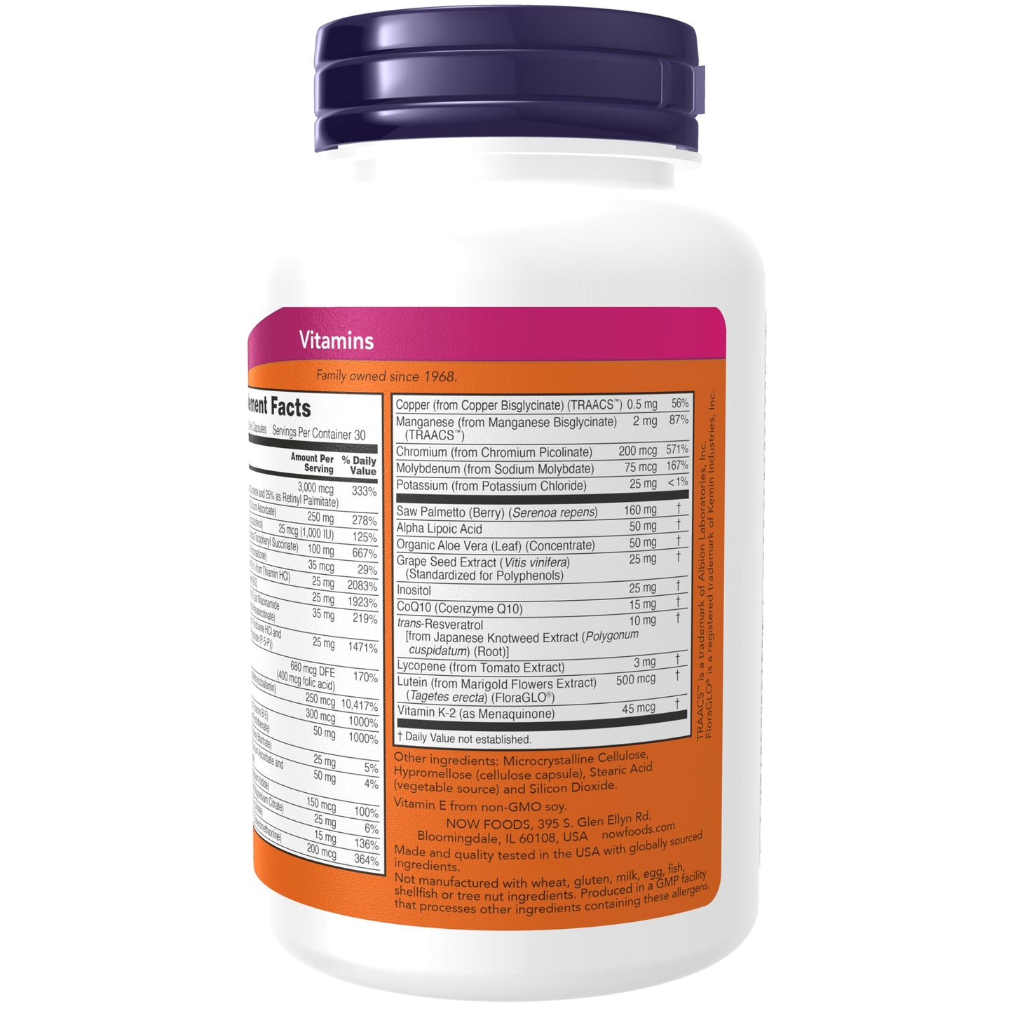 NOW Foods Supplements, ADAM™ Men's Multivitamin with Saw Palmetto, Lycopene, Alpha Lipoic Acid and CoQ10 NOW FoodsBuy Supplements Australia