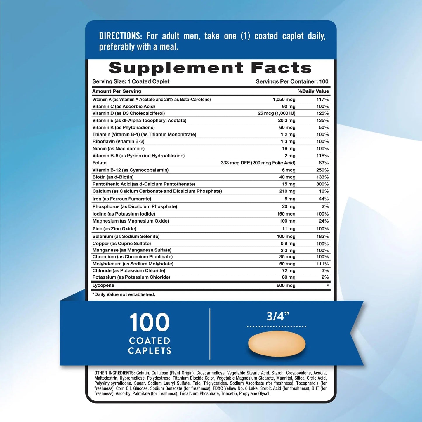 Nature's Truth Multivitamin for Men | with Iron, Vitamins A, C, D & E | 100 Caplets | Non-GMO & Gluten Free for Adults Nature's Truth