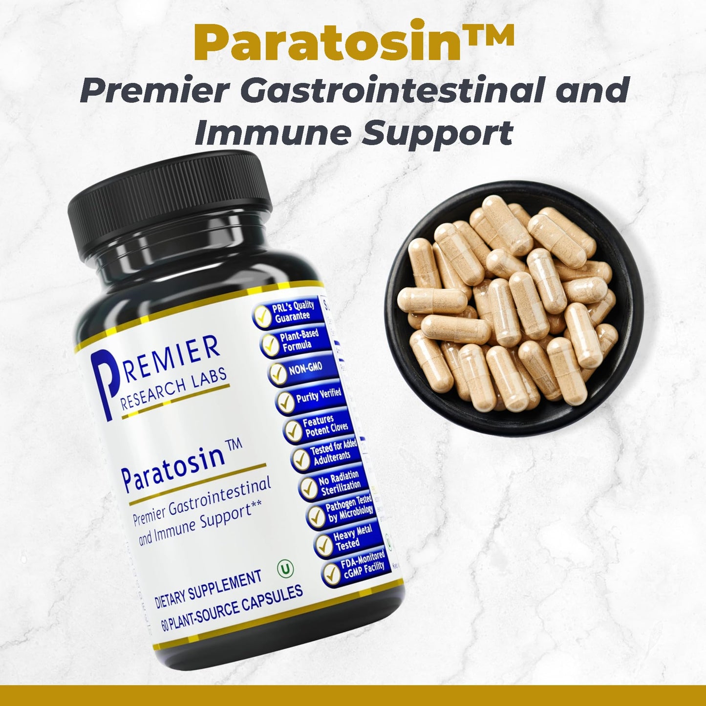 Premier Research Labs Paratosin - Gut Health Supplement, Reishi Mushroom Capsules, Hyssop Capsules, Wild Garlic Supplements, GI Support for Men & Women - 60 Vegetarian Capsules Premier Research LabsBuy Supplements Australia