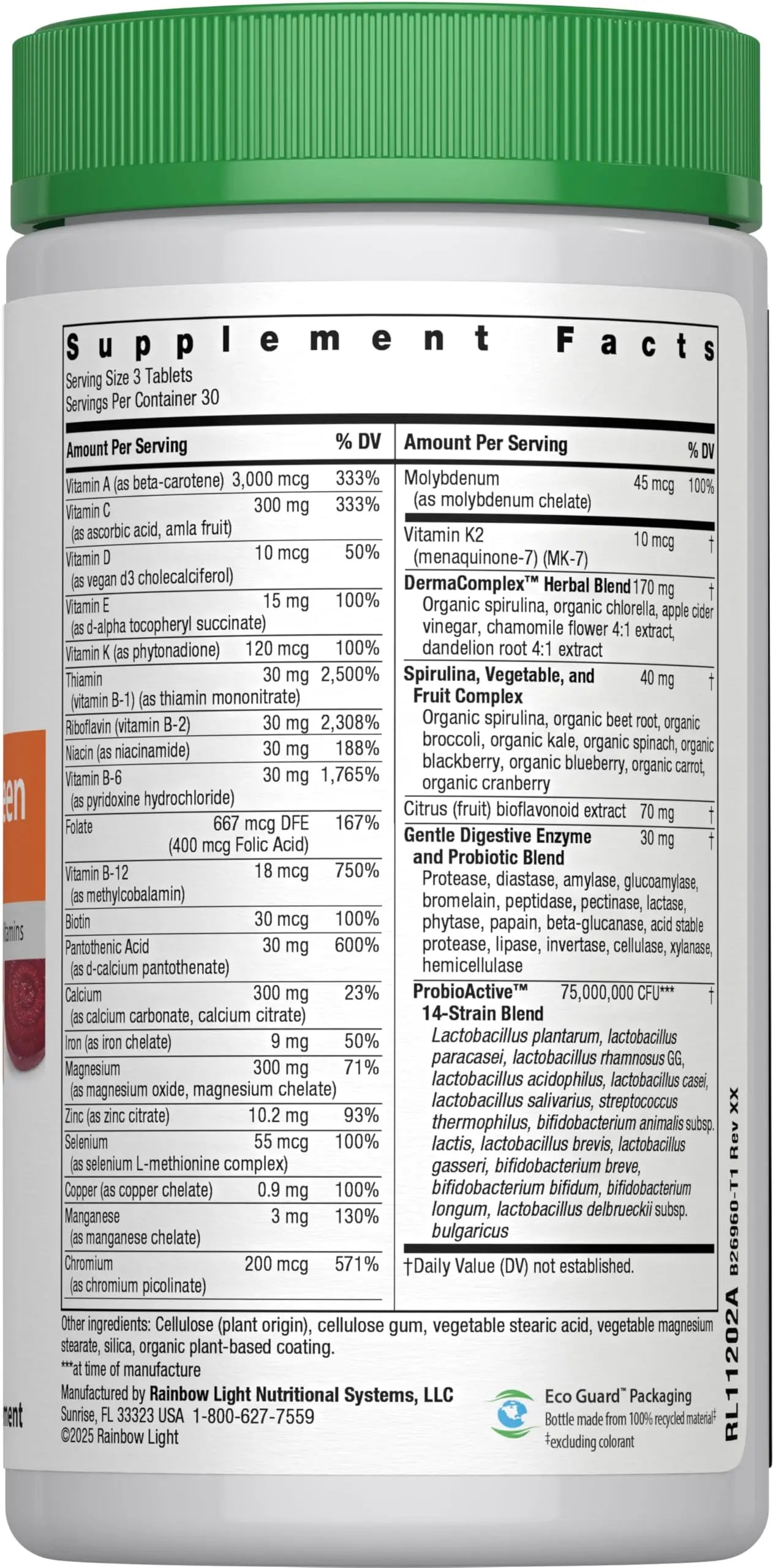 Rainbow Light Multivitamin for Teens, Vitamin C, Zinc, & B Complex, Supports Brain Health, Nerve Function Rainbow LightBuy Supplements Australia