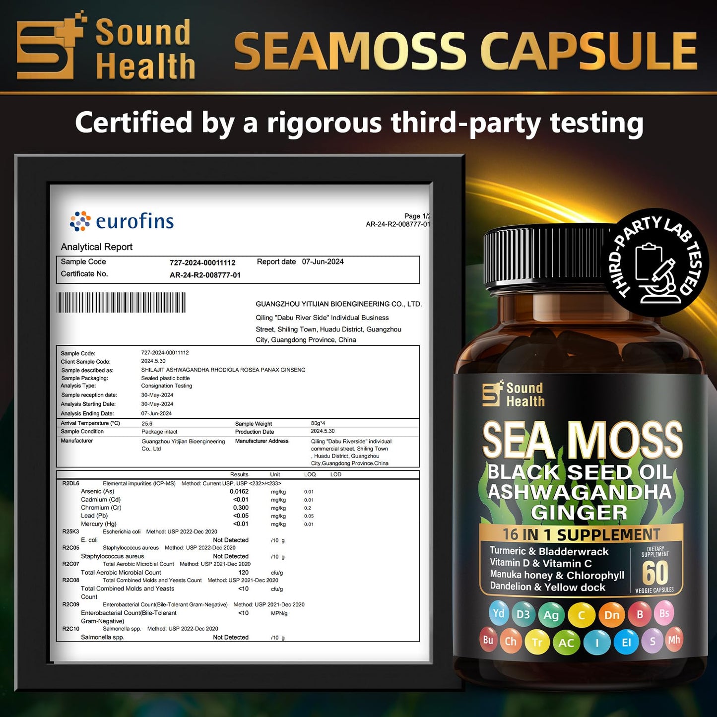 Sea Moss Capsules with Ashwagandha, Turmeric, Bladderwrack, Vitamins C & D for Natural Energy, Sleep Support & Hair Growth, 1200mg Herbal Blend, for Man & Women, Third-Party Tested,16-in-1 Supplement SoundHealthBuy Supplements Australia