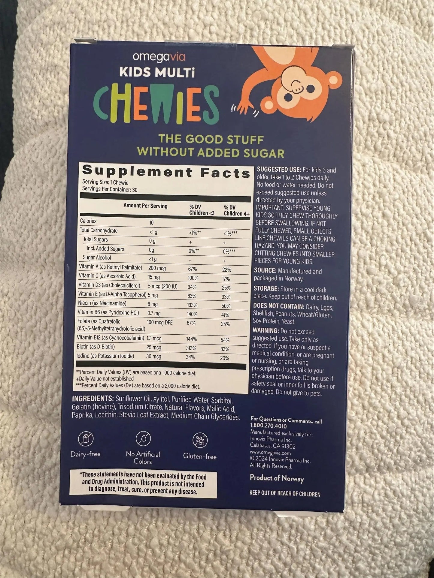 OmegaVia Sugar Free Kids Multivitamin Chewies - Daily Chewable Gummy Vitamins for Kids 3+ OmegaVia