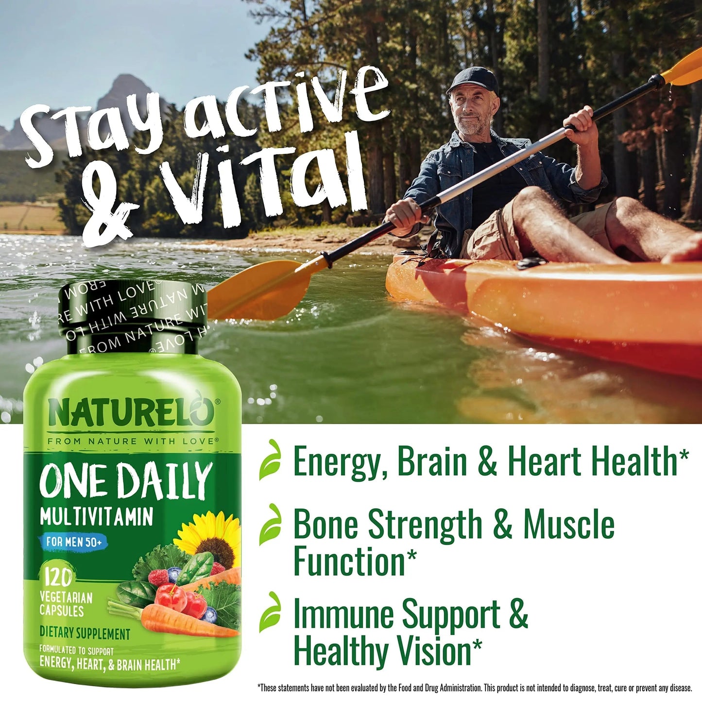 NATURELO Mens Multivitamins for Men 50+ - One Daily Multivitamin for Men with Vitamins, Minerals & Organic Whole Foods, Boost Energy & Health, NATURELOBuy Supplements Australia
