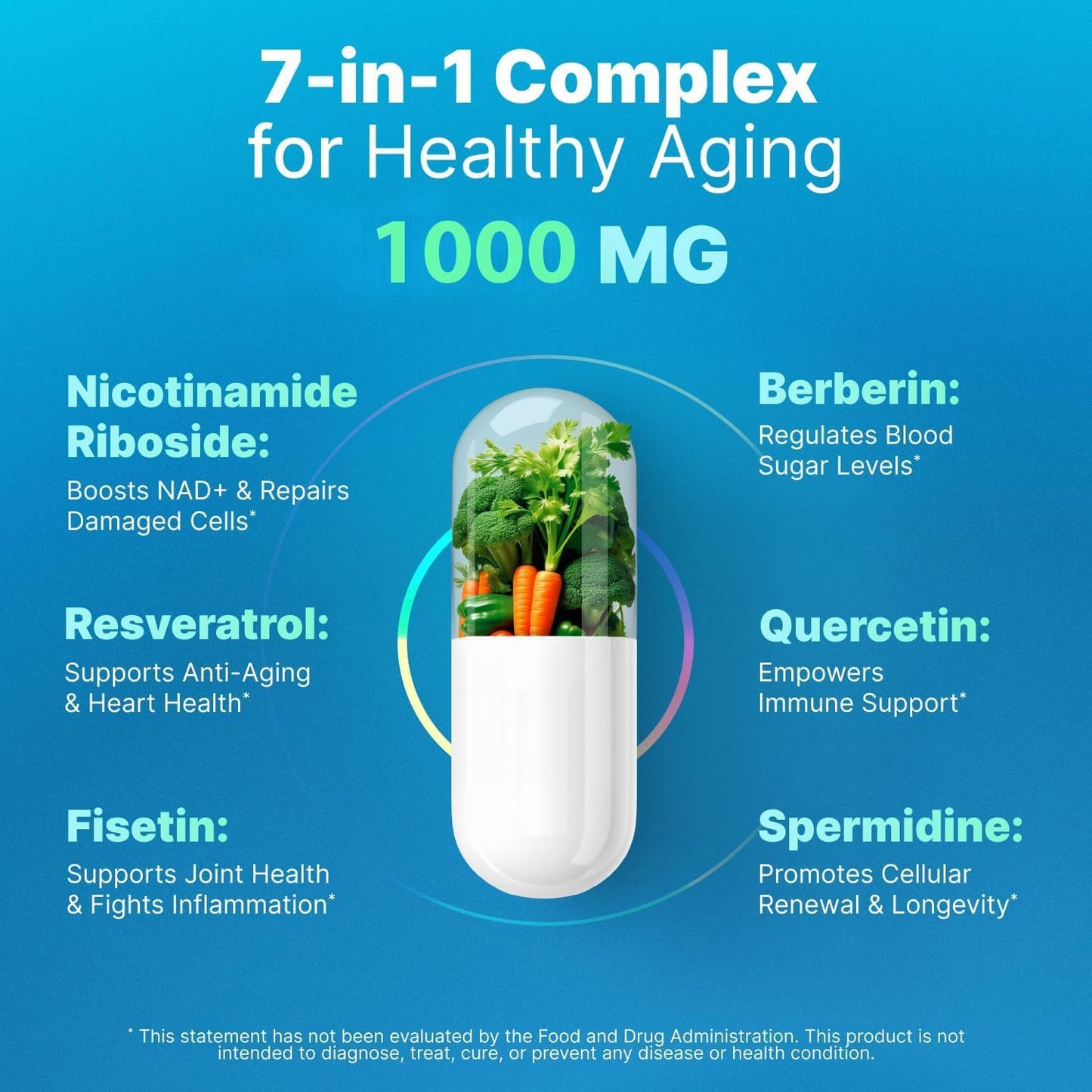 AdvantageNutra Liposomal Nicotinamide Riboside NR Supplement Resveratrol NAD : Nicotinamide 500mg w/Fisetin, Resveratrol Powder Spermidine Berberine NAD Resveratrol Supplement 500 mg - 60 caps 1 Pack - Maple Wellness Supplements