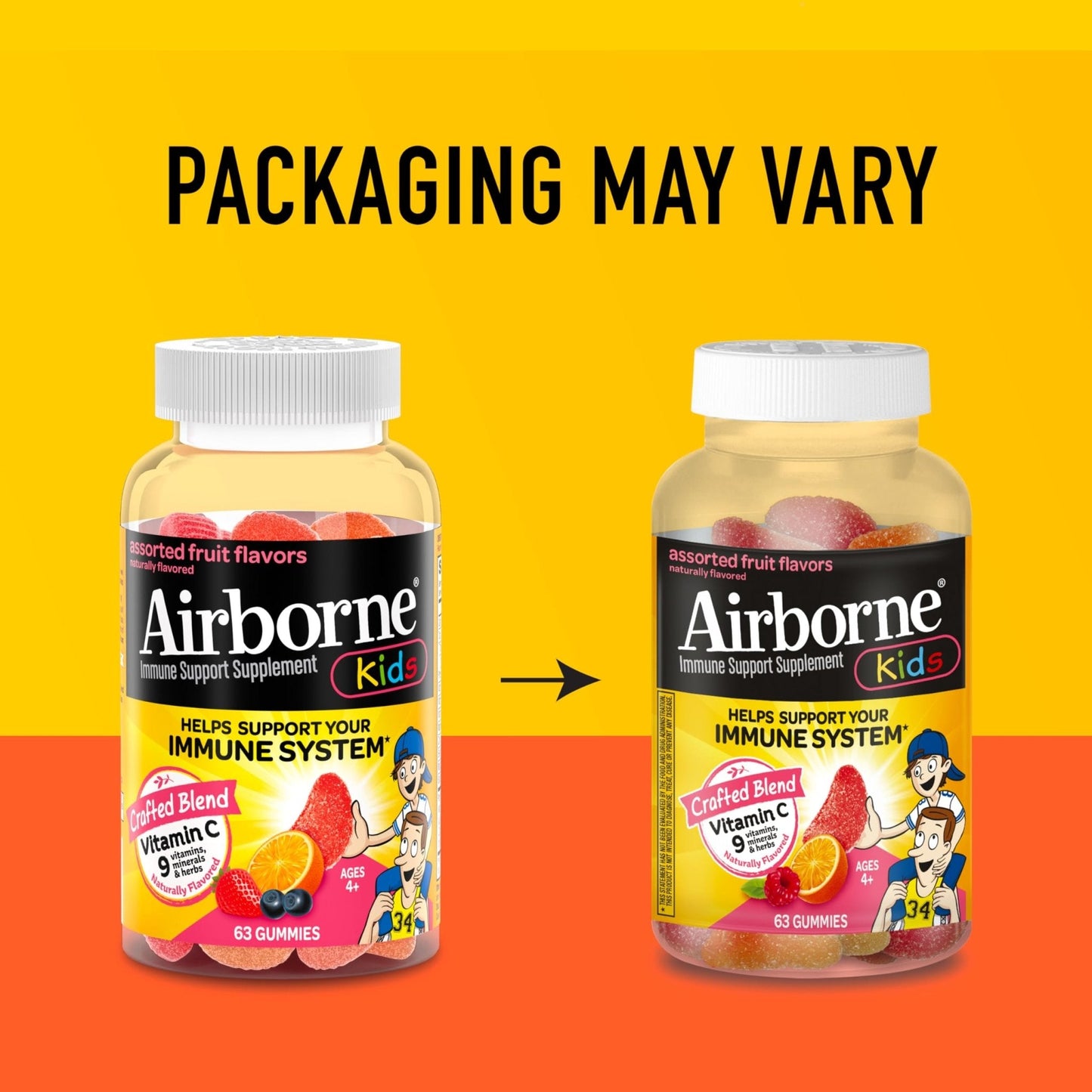 Airborne 500mg Vitamin C + Zinc Immune Support Supplement Gummies for Kids, Assorted Fruit Flavor, Gluten Free Crafted Blend - Maple Wellness Supplements