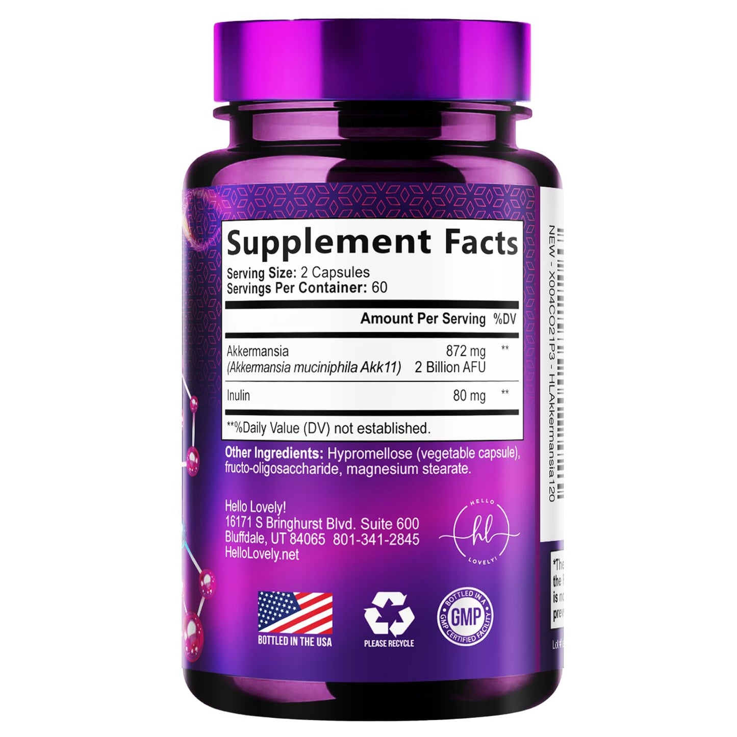 Akkermansia Probiotic - 2 Billion AFU per Serving - Best Strain for GLP-1 Production Support with Prebiotic Fiber for Natural Digestive & Gut Health - Maple Wellness Supplements