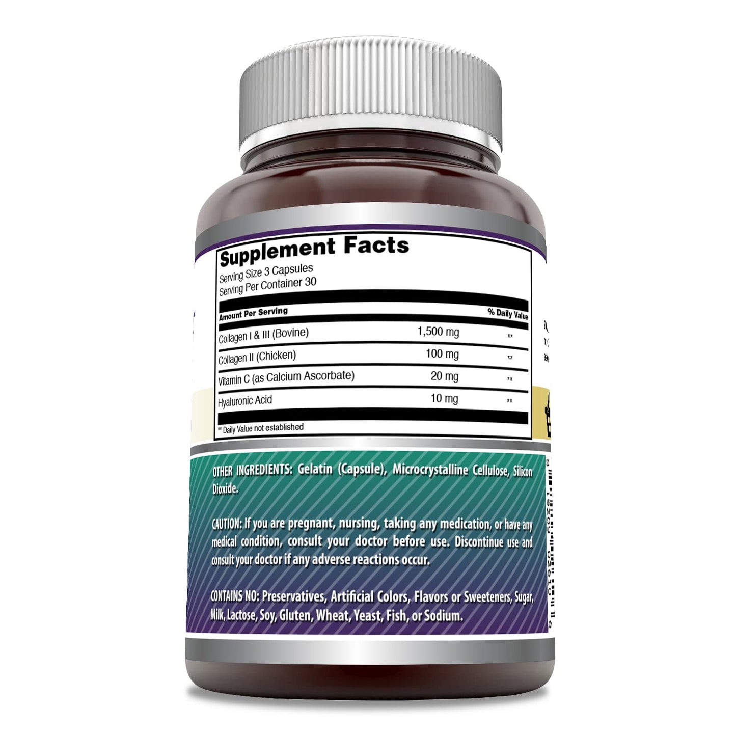 Amazing Formulas Advanced Collagen Supplement | Collagen Type I, II & III with Vitamin C & Hyaluronic | 1600 Mg Per Serving | 90 Capsules | Non-GMO | Gluten-Free | Made in USA - Maple Wellness Supplements