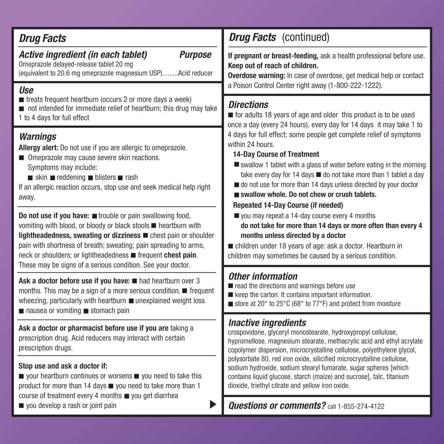 Amazon Basic Care Omeprazole Delayed Release Tablets 20 mg, Acid Reducer, Heartburn Medicine, 14-Day Course of Treatment, 28 Count - Maple Wellness Supplements