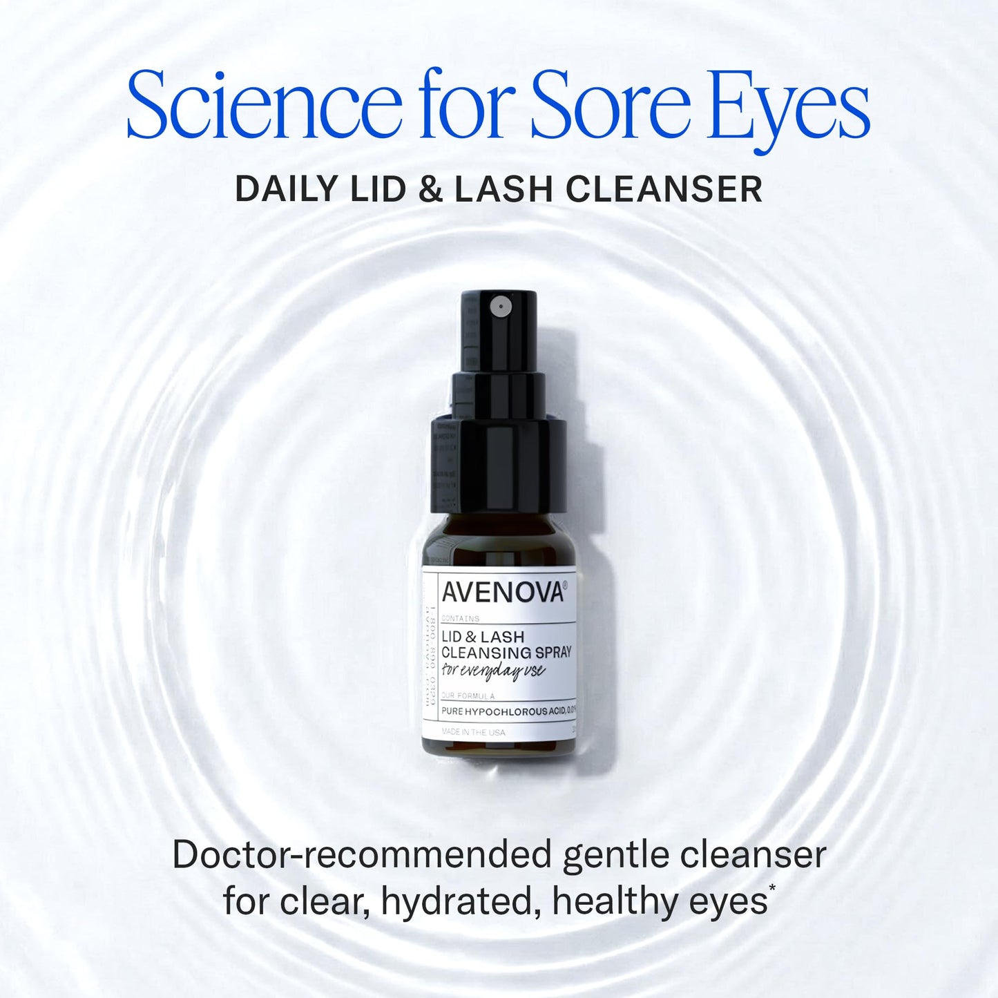 Avenova Eyelid and Eyelash Cleanser Spray - 20ml Bottle - Gentle Everyday Pure Hypochlorous Acid Spray for Eye Irritation - Maple Wellness Supplements