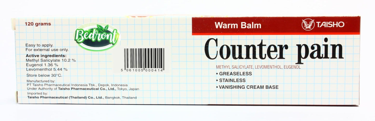 Bedront Counter Pain Warm Balm 120G for Massage and Relaxation, Sports Activity - Maple Wellness Supplements