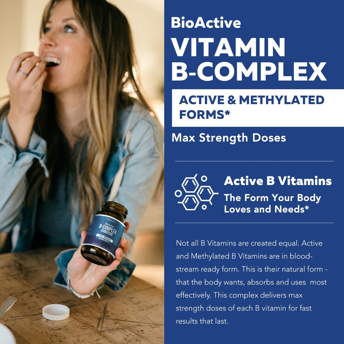 BioActive Vitamin B Complex - Blood Stream Ready, Methylated B Complex - Featuring Methylfolate, 3 BioActive Forms of B12, BenfoPure® B1 & Pantesin - Maple Wellness Supplements