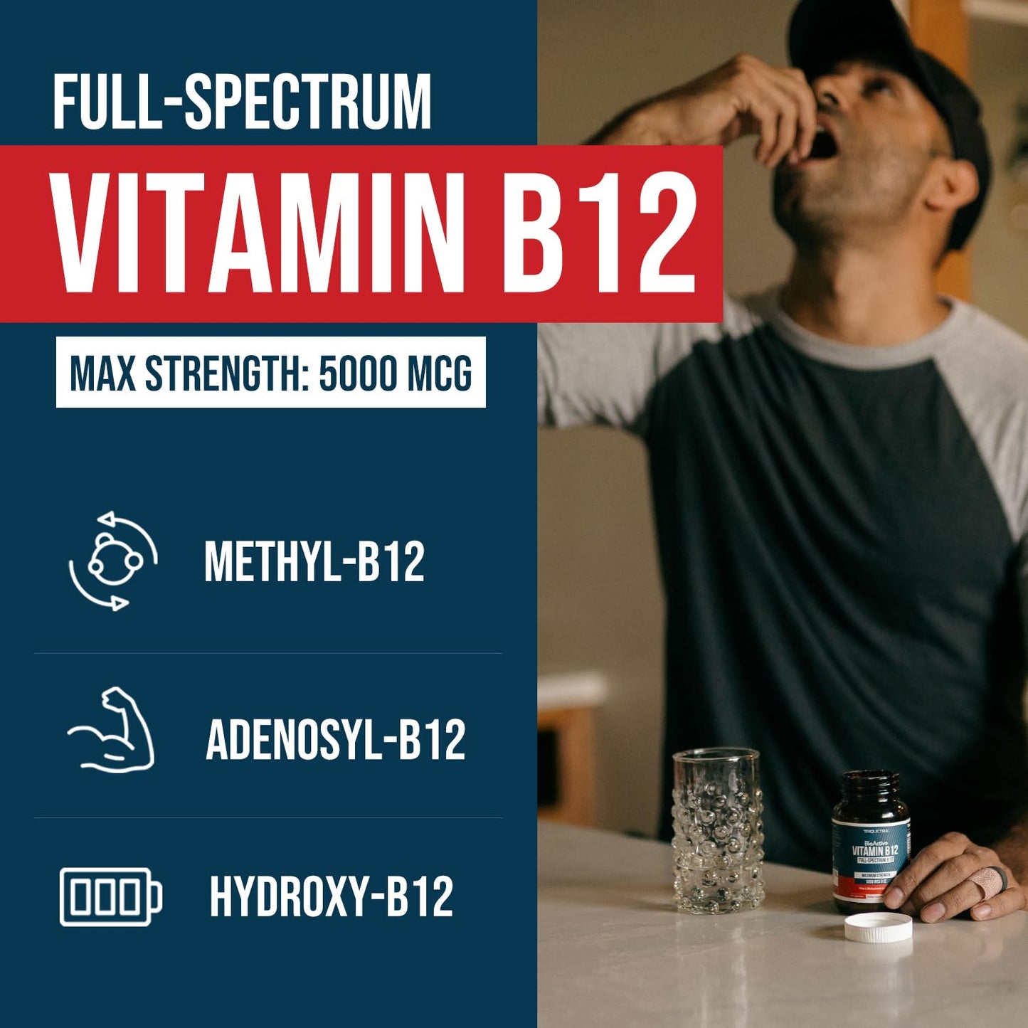 BioActive Vitamin B12 - 5000 mcg, Contains 3 BioActive Forms B12 Plus Methylfolate Cofactor - Methyl B12, Adenosyl B12 & Hydroxy B12 | Supports Energy - Maple Wellness Supplements