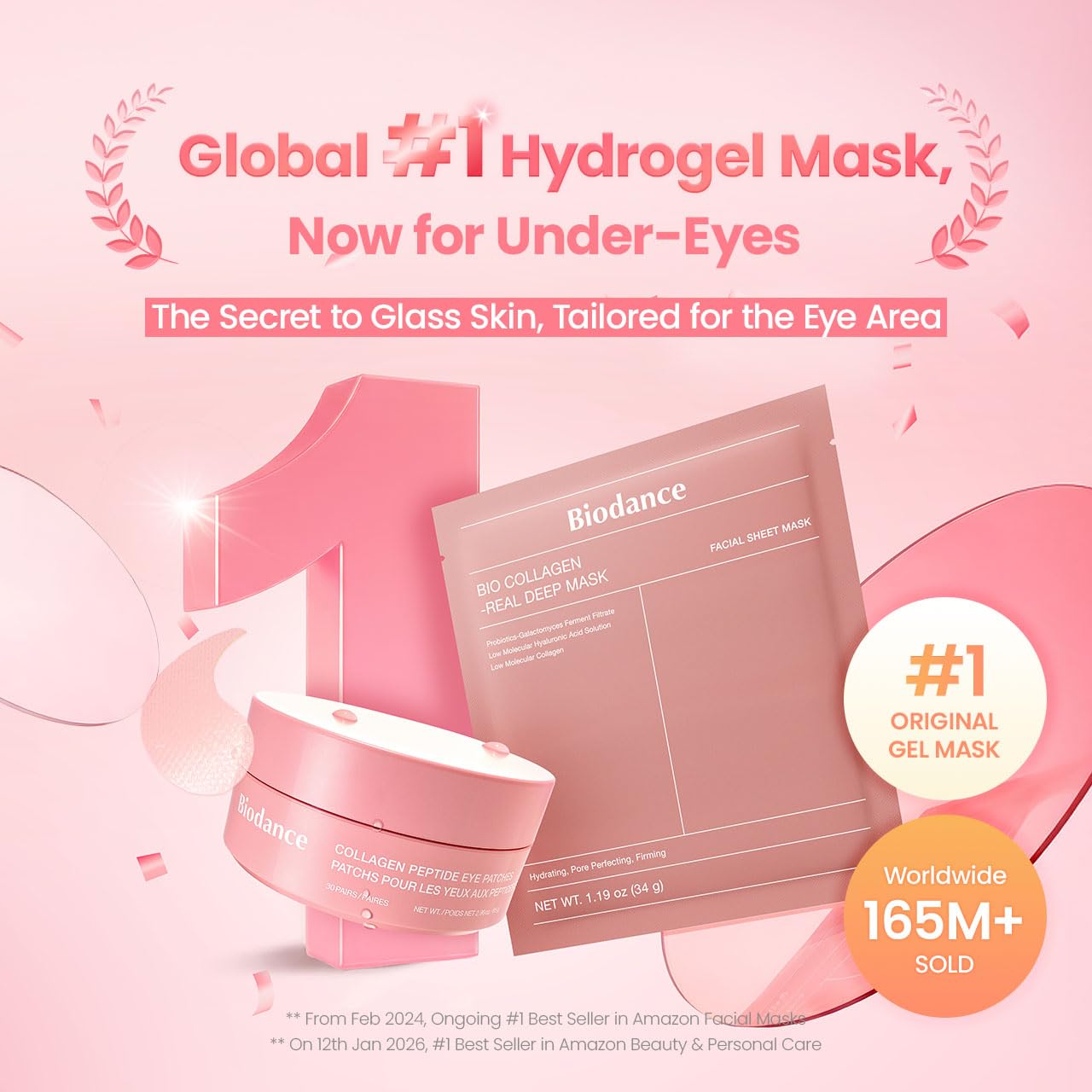 BIODANCE Collagen Peptide Eye Patches, Anti Wrinkle & Smile Line Patches for Face, Under Eye Mask for Fine Lines & Eye Bags - Maple Wellness Supplements