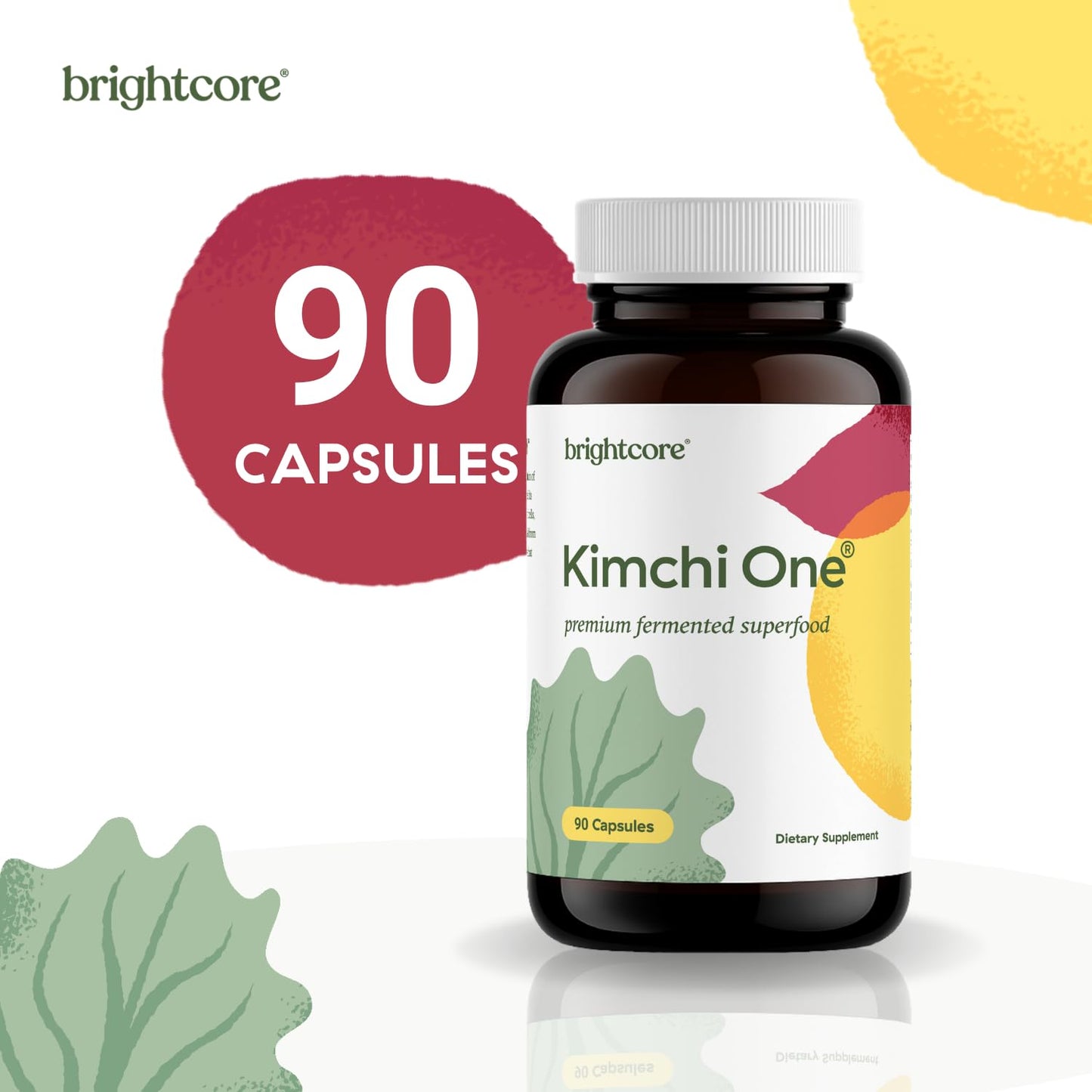Brightcore Nutrition - Kimchi One, Kimchi Powder Capsules, Probiotics, Enzymes, & Antioxidant Supplement, Premium Gut Health Superfood - Maple Wellness Supplements