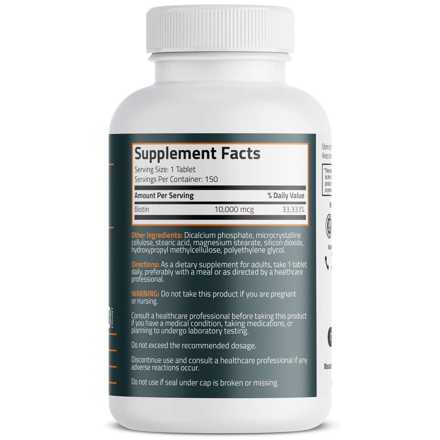 Bronson Biotin 10,000mcg, Supports Healthy Hair, Skin and Nails, Vegetarian, Non-GMO, 150 Tablets - Maple Wellness Supplements