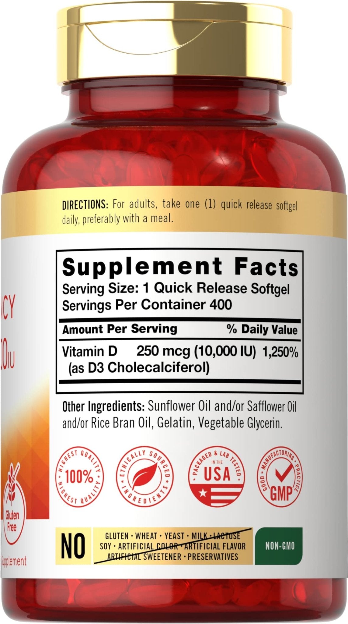 Carlyle Vitamin D 10000 IU 400 Softgels | Value Size | Max Potency | Non-GMO, Gluten Free Supplement - Maple Wellness Supplements