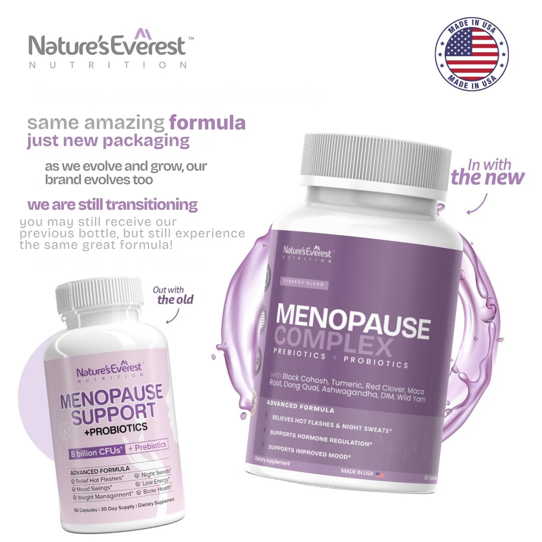 Complete Menopause Supplement for Women – Supports Hormone Balance, Hot Flashes, Night Sweats & Mood – with DIM, Black Cohosh, Dong Quai, Chasteberry, Pre & Probiotics – 90 Capsules – Made in USA - Maple Wellness Supplements