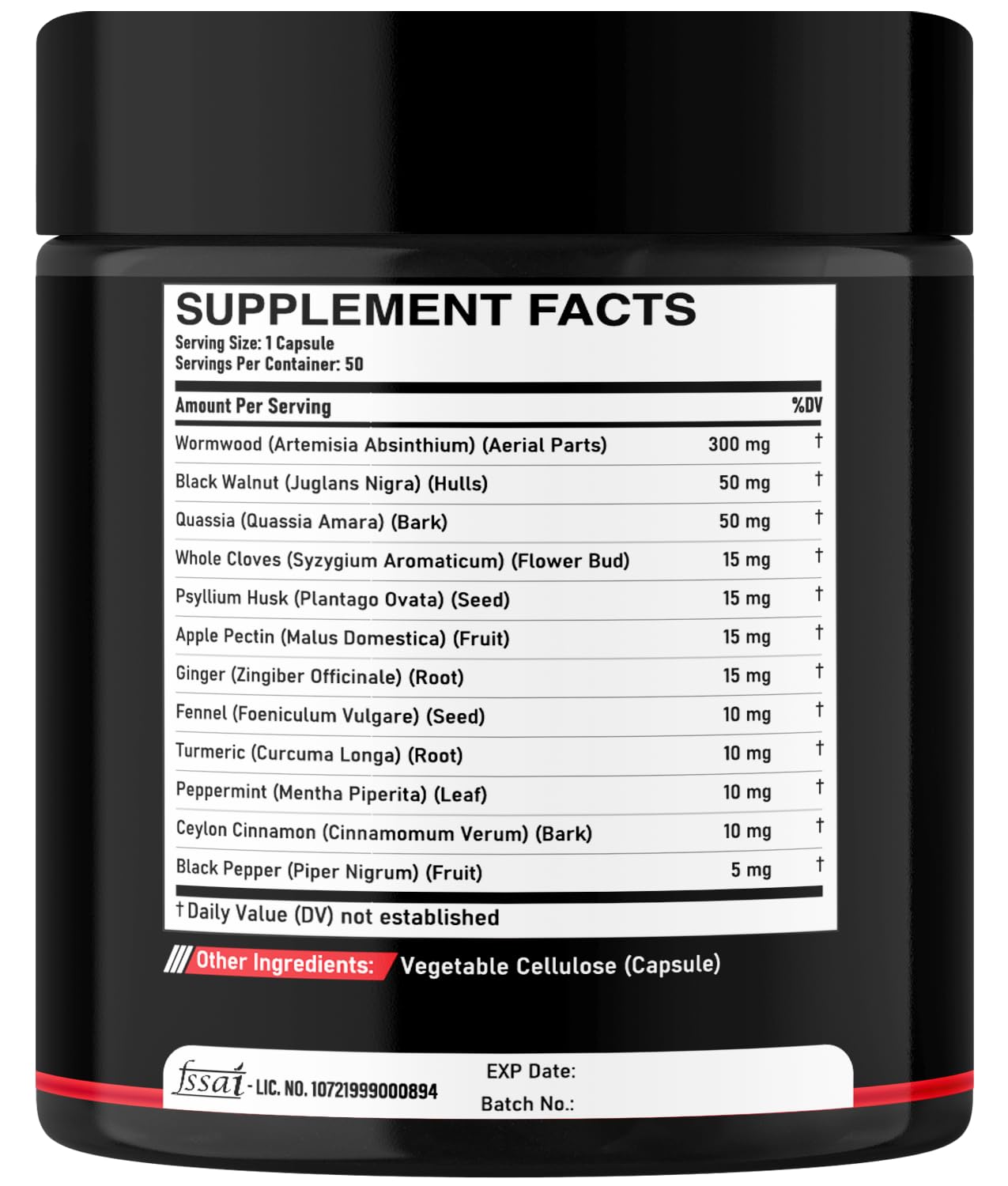 DEDICAD Wormwood Capsules - 12 Herbs Blended Black Walnut, Cloves, Ginger, Turmeric, Cinnamon, Apple, Quassia - 2 Packs 50 Capsules - Maple Wellness Supplements