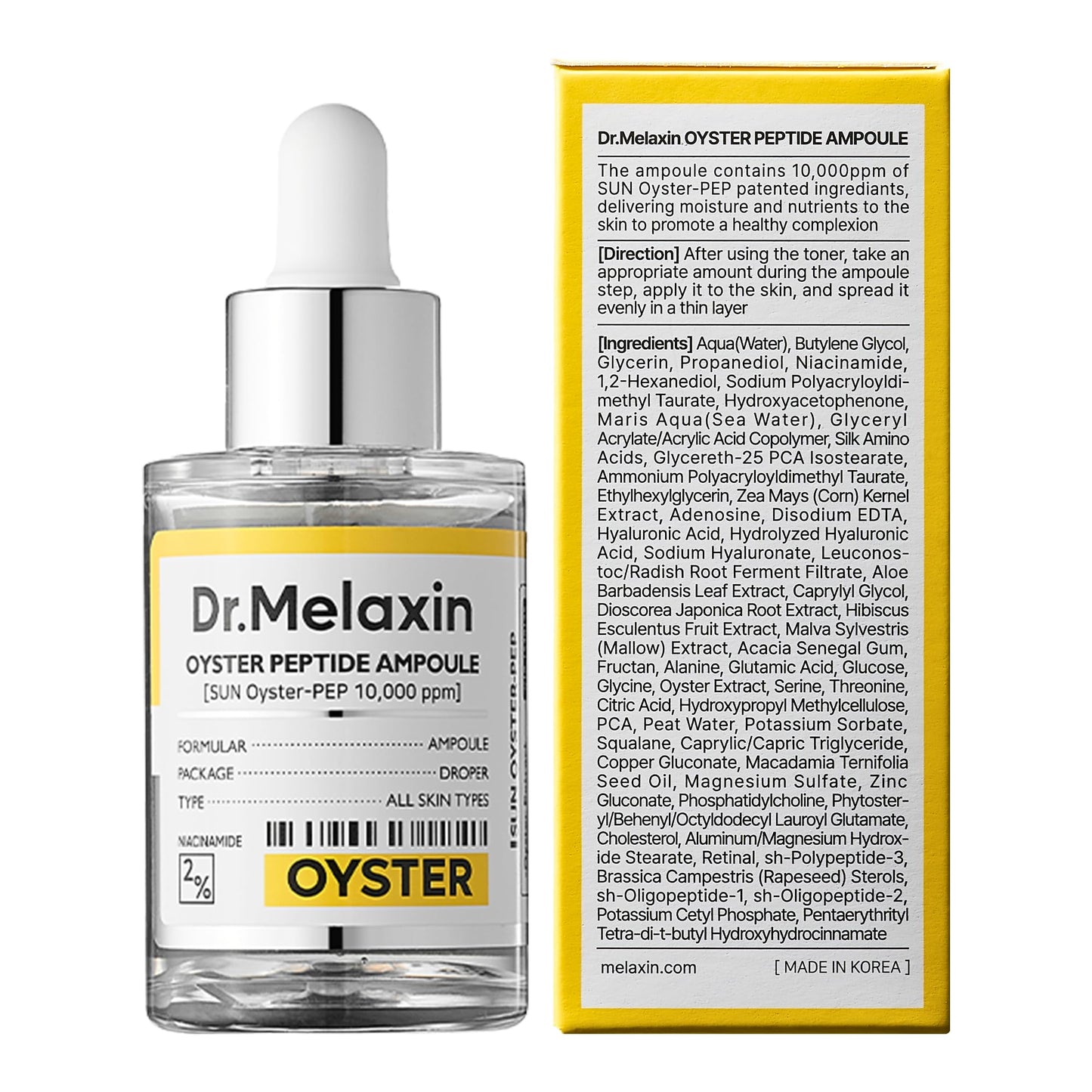 Dr.Melaxin Oyster Pep3 Renewal Ampoule for Plumping, Anti Aging, Hydrating Face | Visibly Smooth and Glowy Skin, Korean Skincare, 1.01 fl oz(30ml) - Maple Wellness Supplements