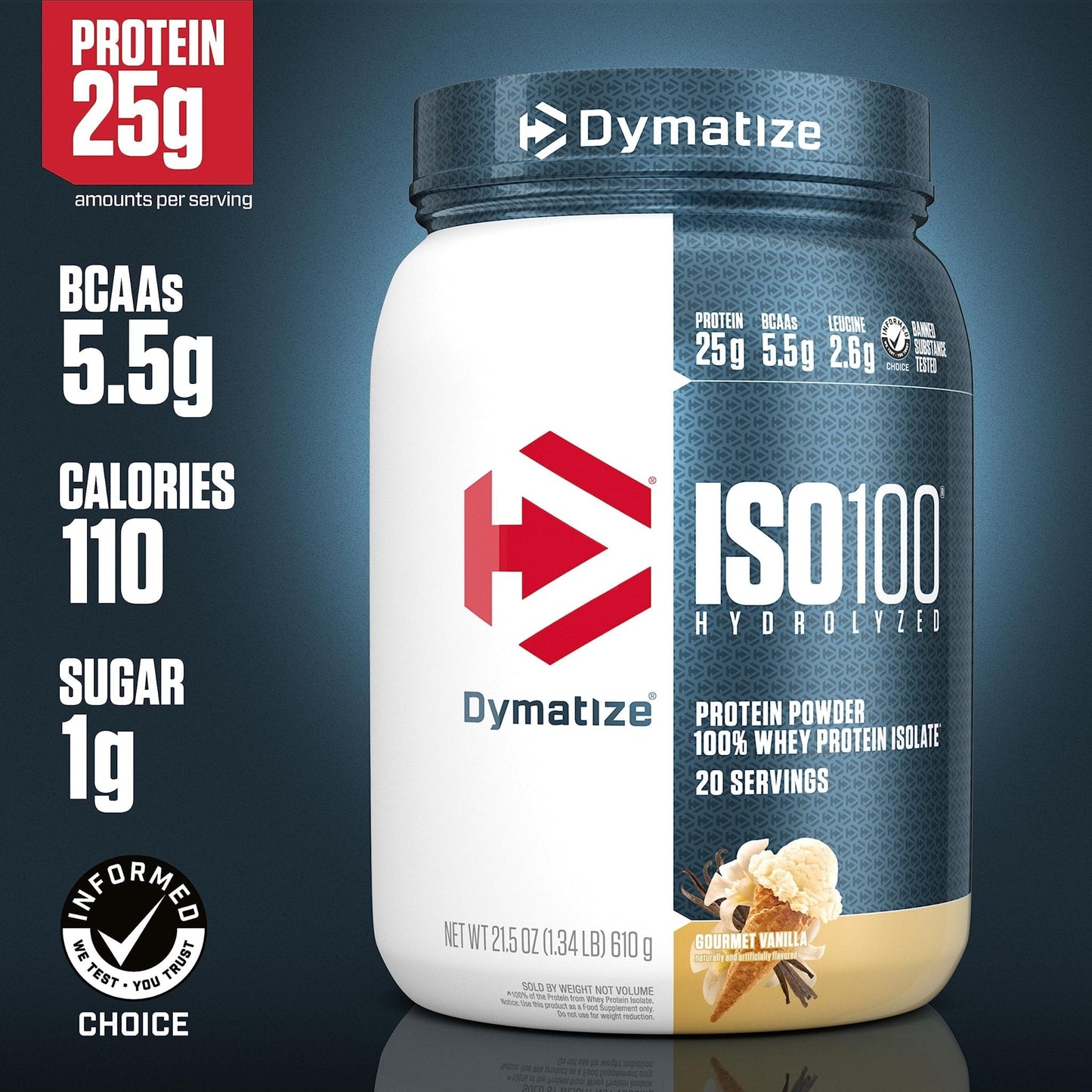 Dymatize ISO100 Hydrolyzed Protein Powder, 100% Whey Isolate , 25g of Protein, 5.5g - Maple Wellness Supplements