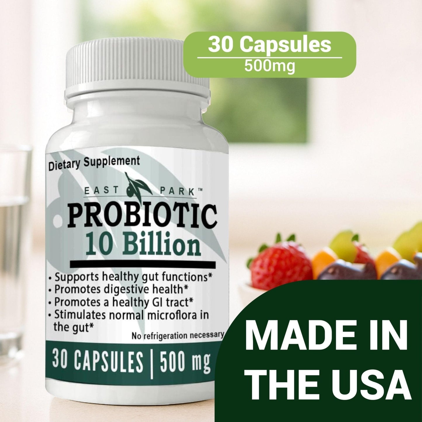 East Park Research d-Lenolate Probiotic Supplement | Probiotic 10 Billion CFUs Supports Gut & Digestive Health | Dietary Supplement Probiotics - Maple Wellness Supplements