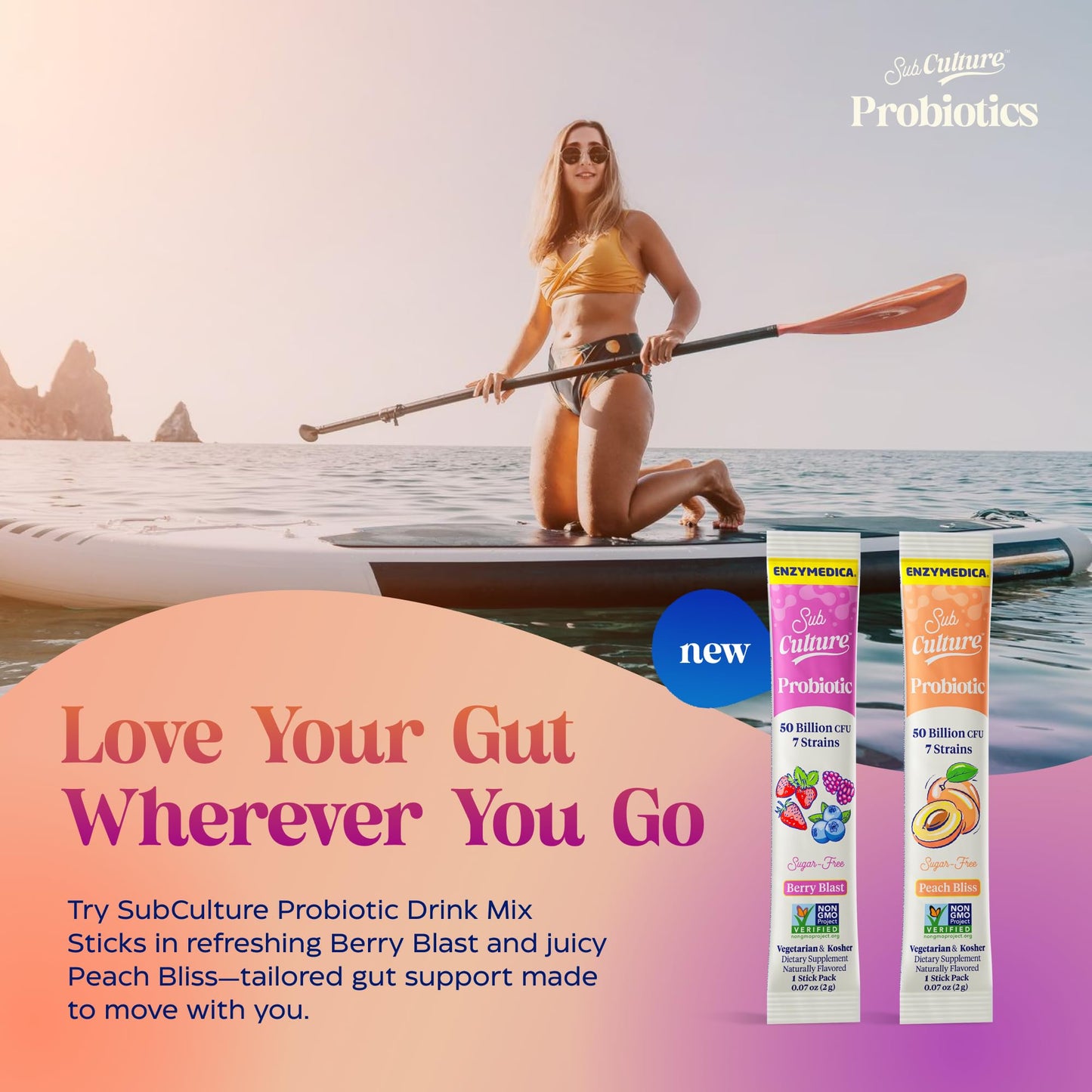 Enzymedica SubCulture Probiotic for Bloat & Digestive Health - Probiotic Supplement Capsules for Women & Men, 50 Billion CFU, Gut Health Support for Adults, - Maple Wellness Supplements