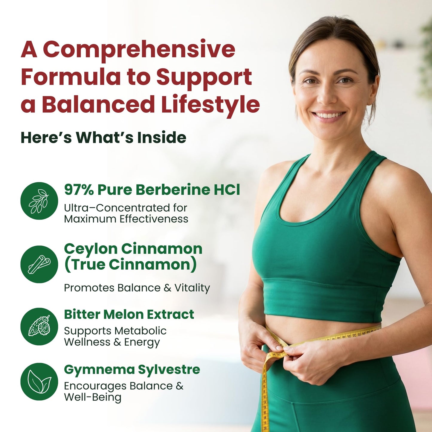 ForestLeaf Berberine Supplement - 1300mg per Serving - Ultra High Potency Berberine HCl with Ceylon Cinnamon, Bitter Melon & Gymnema - Maple Wellness Supplements