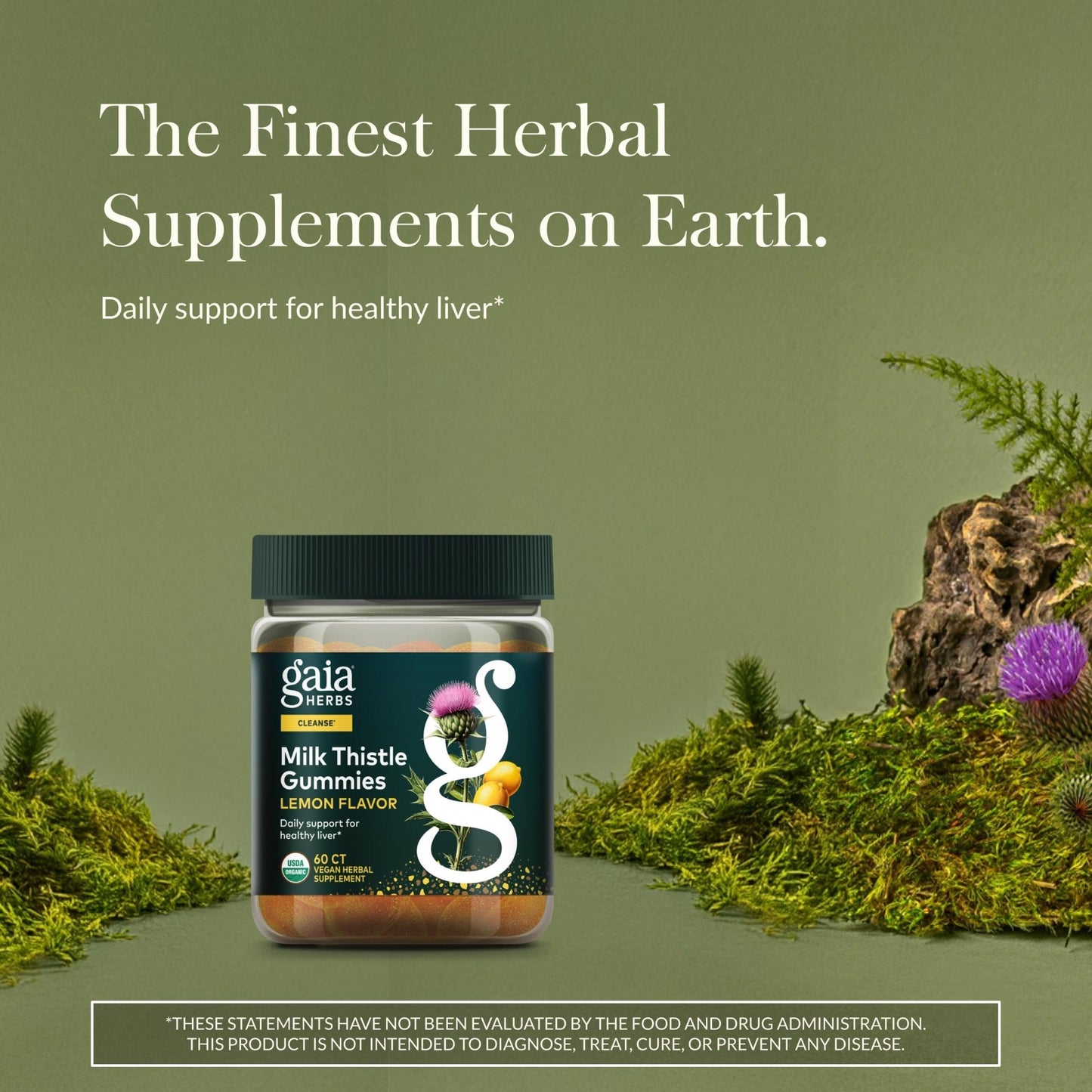 Gaia Herbs Milk Thistle Gummies - Herbal Supplement with Antioxidant Properties for Liver Health & Liver Detox - Lemon Flavored - 60 Vegan Gummies - Maple Wellness Supplements