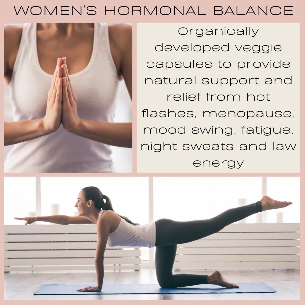 Hormone Balance for Women – Natural Female Energy & Mood Pills – Hot Flashes Menopause Relief Supplement with Vitex Chasteberry, Dong Quai, Maca Root Powder, Ginseng – 90 Veggie Capsules - Maple Wellness Supplements