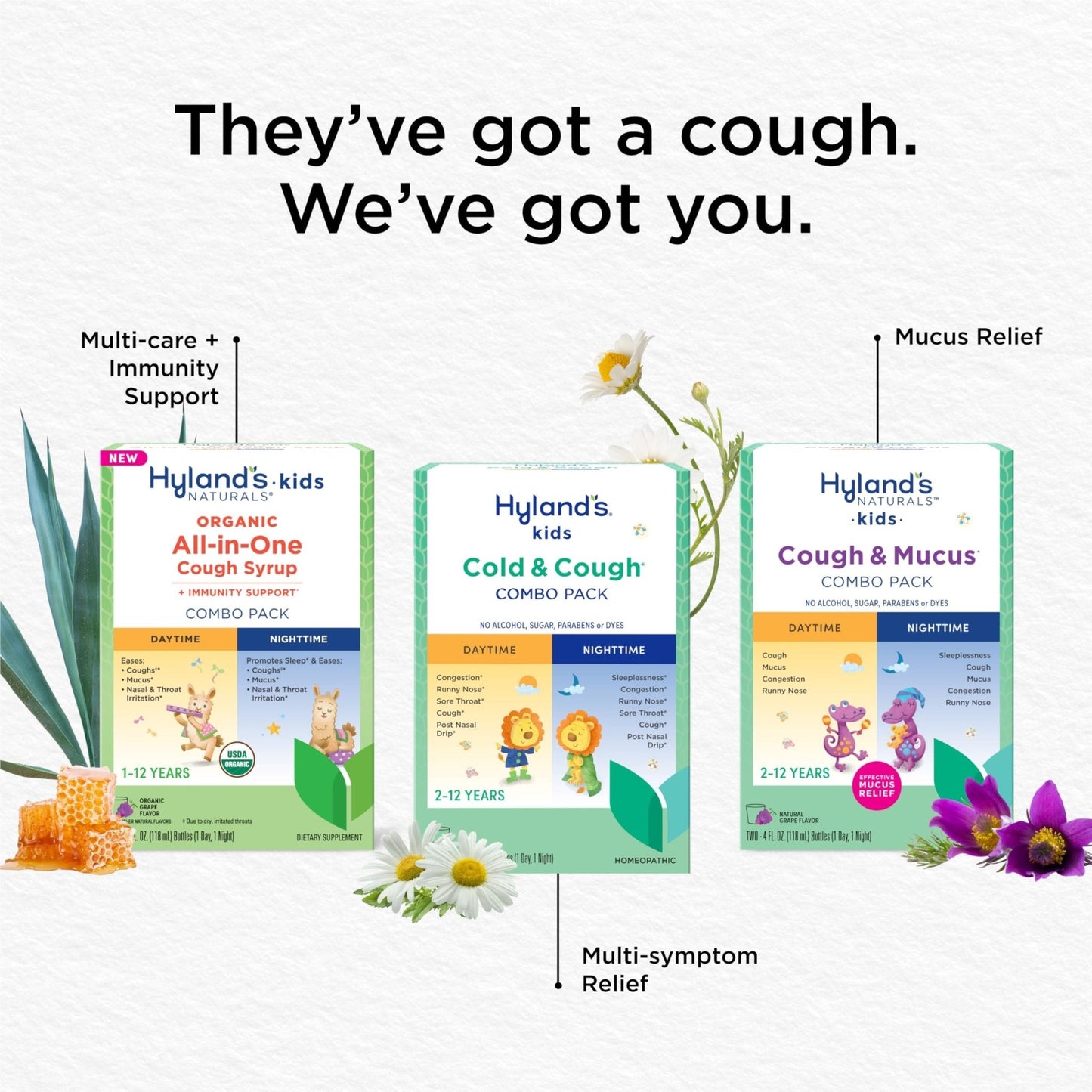 Hyland's Kids Cold and Cough, Day and Night Combo Pack, Cold Medicine for Ages 2 and up, Syrup Cough Medicine for Kids, Nasal Decongestant, 4 Fl Oz (Pack of 2) - Maple Wellness Supplements