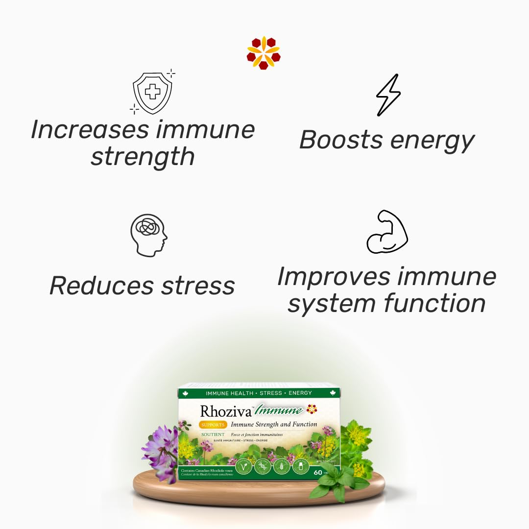 Immune Support, Energy Booster with Vitamin C, D3 and Zinc Supplement, Rhodiola Rosea, Reishi Mushroom Extract, Astragalus, Overall Wellness and Daily Habit - 60 Capsules - Maple Wellness Supplements