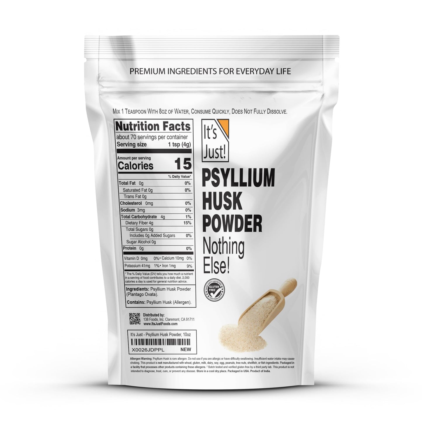 It's Just! - Psyllium Husk Powder, Easy Mixing Dietary Fiber, Cleanse Your Digestive System - Maple Wellness Supplements