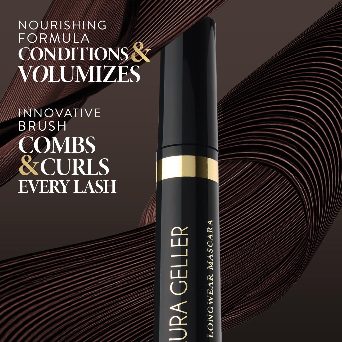 LAURA GELLER NEW YORK Kajal Longwear Mascara, Brown - Lengthening, Defining, Curling, Buildable Formula Eye Makeup - Natural Look for Everyday - Maple Wellness Supplements