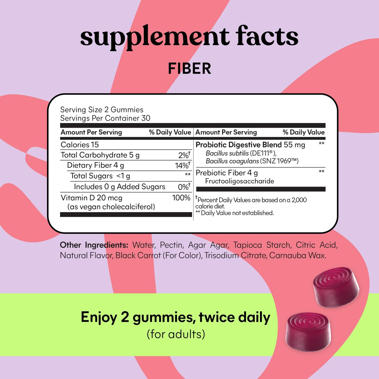 Lemme Fiber & Probiotic Gummies for Adults, Promotes Regularity & Digestive Health, No Sugar Added Strawberry Flavor, 4g Prebiotic Fiber & Clinically - Maple Wellness Supplements