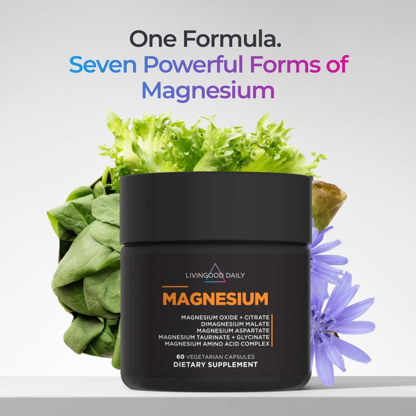 Livingood Daily Magnesium Supplement with Magnesium Glycinate, Citrate, Malate, Oxide, Aspartate, Amino Acid Complex and Chicory Root for Heart Health - Maple Wellness Supplements
