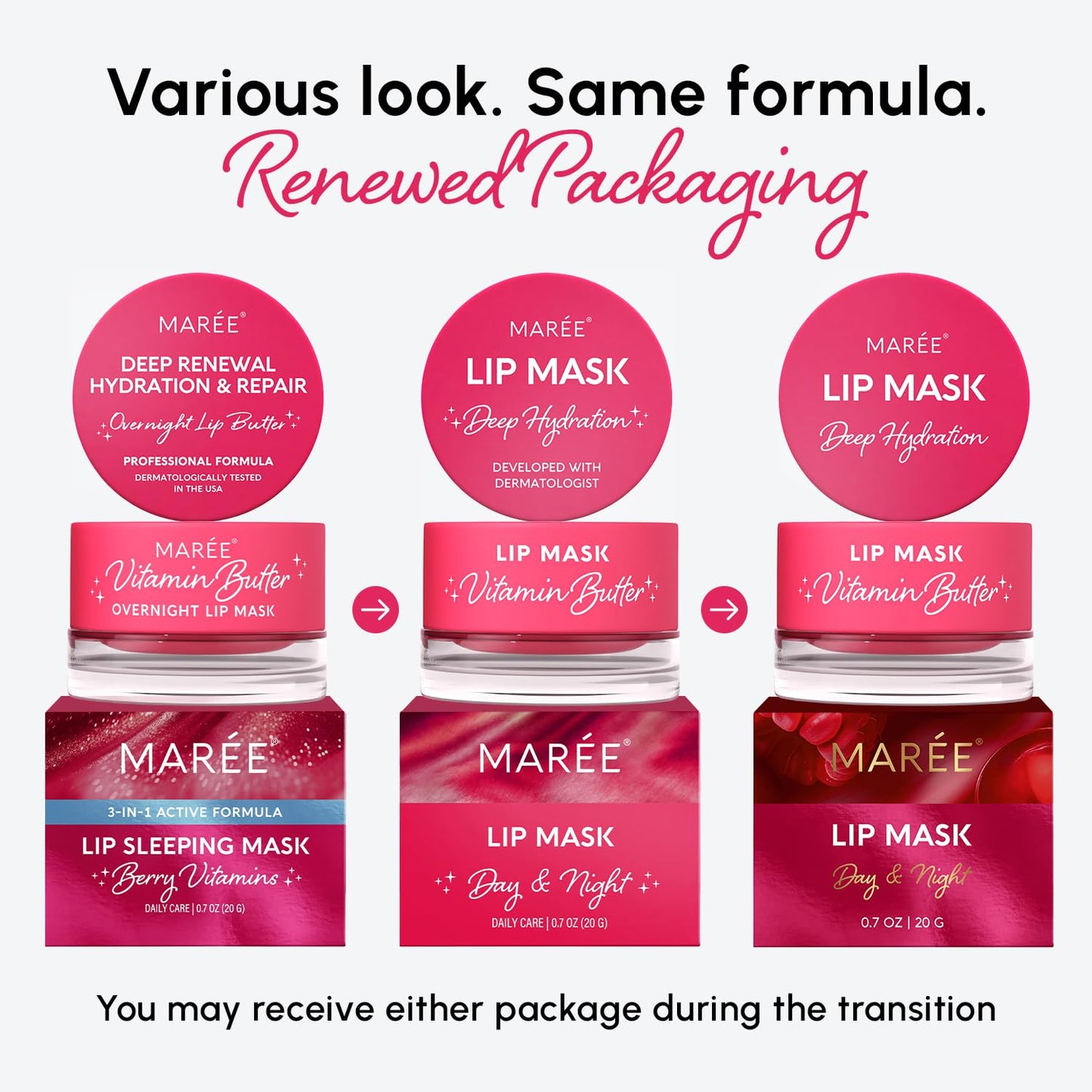 MAREE Lip Mask Overnight - Lip Moisturizer For Very Dry Lips - Hydrating Lip Butter Balm with Hyaluronic Acid & Collagen - Maple Wellness Supplements