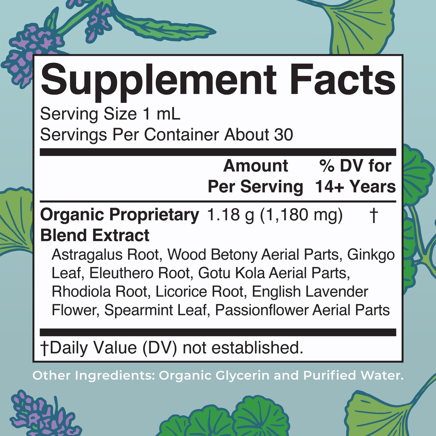 MaryRuth Organics - USDA Organic Brain Nootropic Supplement for Adults with Ginkgo Biloba & Astragalus | Focus & Adrenal Support | Brain & Memory Drops | Vegan | Non-GMO | Gluten Free | 30 Servings - Maple Wellness Supplements