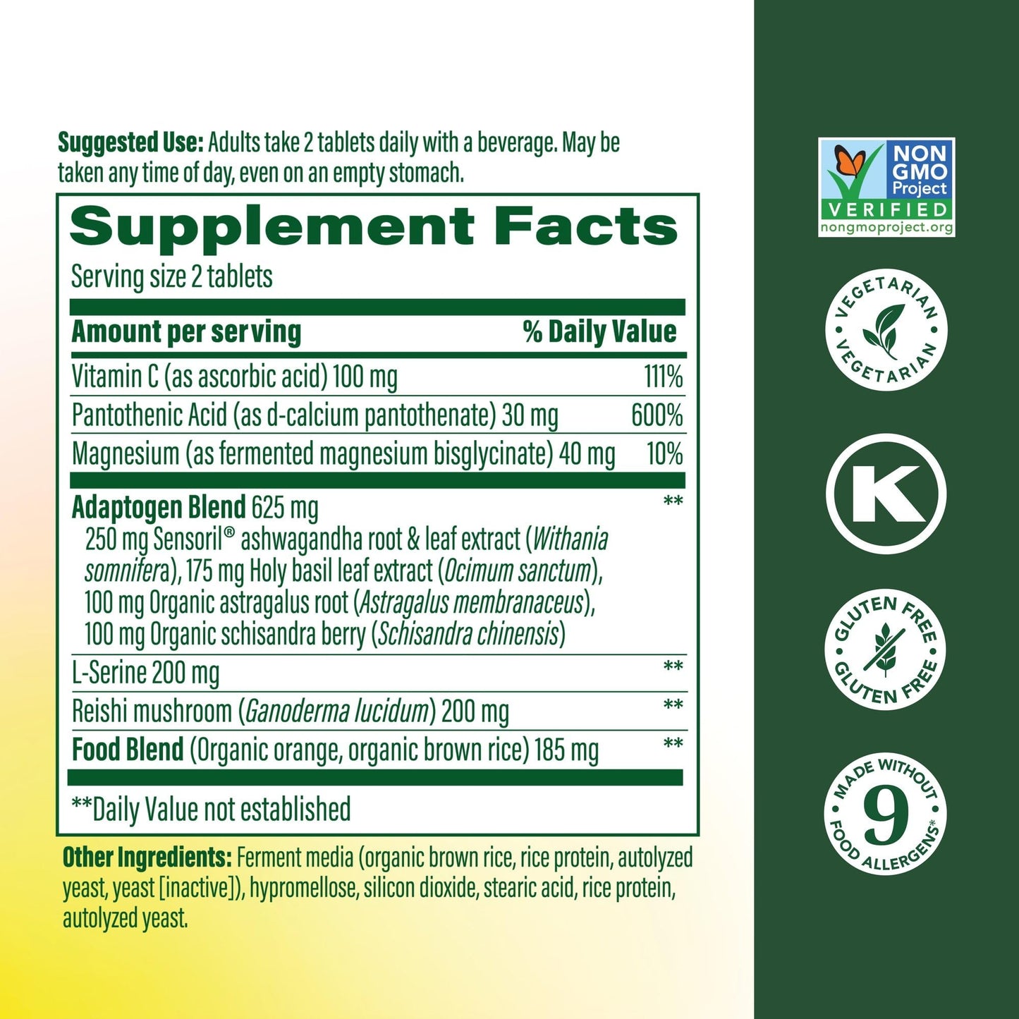 MegaFood Adrenal Strength - Adrenal Support Supplements with Ashwagandha and Magnesium Glycinate, Vitamin C, Holy Basil, Astragalus, Reduces Cortisol Levels - Vegetarian - 60 Tablets (30 Servings) - Maple Wellness Supplements