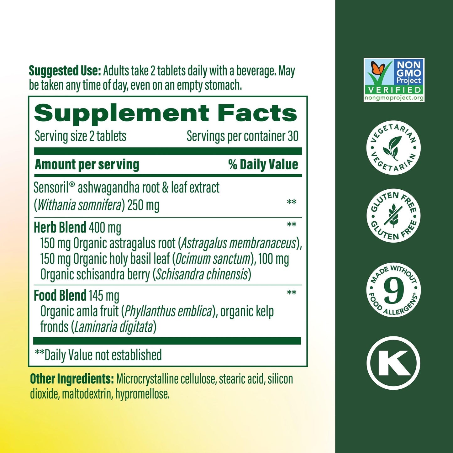 MegaFood Ashwagandha Complex (Formerly Stress Protect) - Ashwagandha Supplements Astragalus Root & Holy Basil - Vegetarian, Gluten Free, Cortisol Supplement - 60 Mini Tablets, 30 Servings - Maple Wellness Supplements