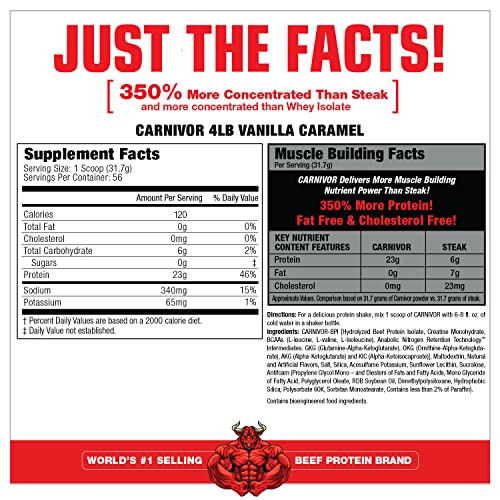 MuscleMeds Carnivor Bioengineered Beef Protein Isolate, Vanilla Caramel, 3.9 Pound - Maple Wellness Supplements