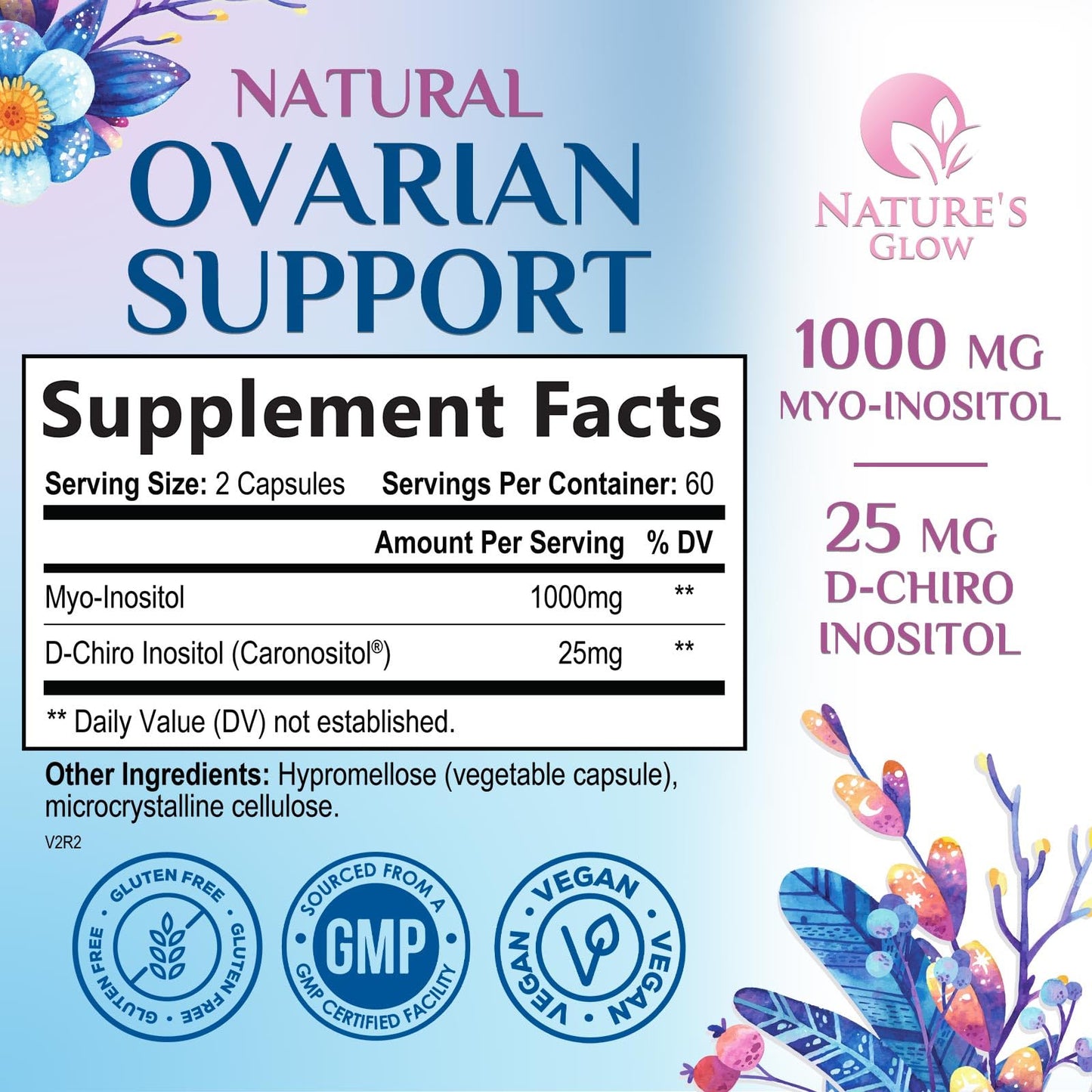 Myo-Inositol & D-Chiro Inositol 1025mg - 40:1 Ideal Ratio for Ovarian Support, Vegan Myo & D Chiro Supplement for Women's Natural Balance and Hormone Support, Vitamin B8, Non-GMO - 120 Capsules - Maple Wellness Supplements